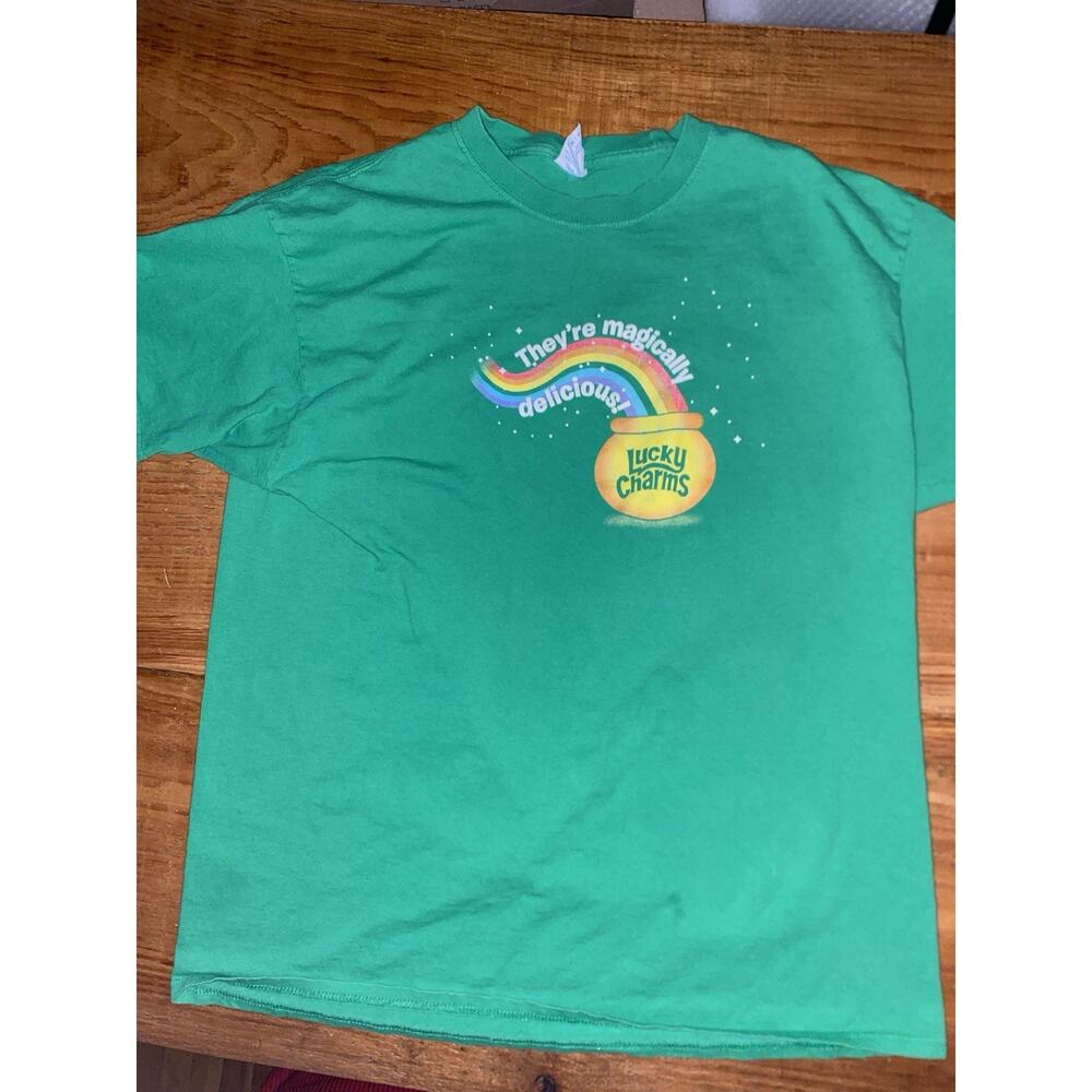 Lucky Charms Vintage T Shirt, XLarge Cereal Pot Of gold Rainbow Magically Delici